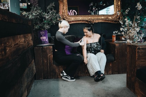 Vivid Ink studio lounge and waiting area
